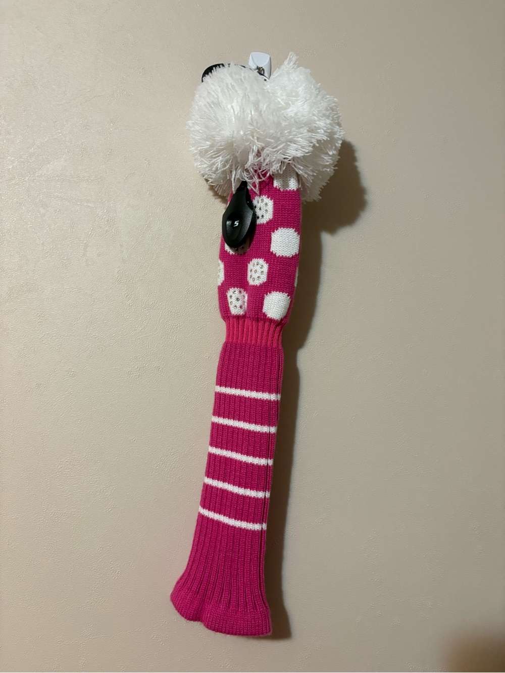 Golf Pink & White Dot Knit Headcover Just4Golf NWT